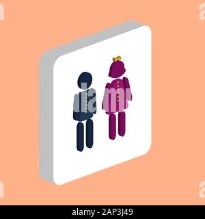 Kinder einfachen Vektor icon. Abbildung: Symbol Design Template für web mobile UI-Element. Perfekte Farbe isometrische Piktogramm auf 3d-weißes Quadrat Stock Vektor