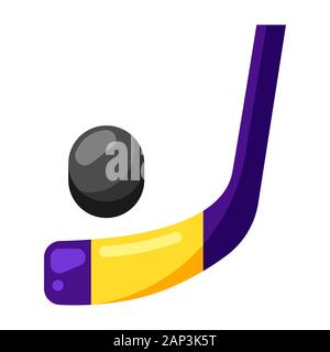 Symbol der Ice Hockey Stick und Puck im flachen Stil. Stock Vektor