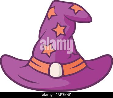 Assistent hat lila Farbe Symbol. Hexe Magic Cap. Zauberer, Zauberin cap. Halloween kostüm zubehör. Hexerei, Zauberei Fantasy los. Böse Zauberer o Stock Vektor
