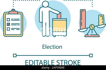 Wahlen Konzept Symbol. Wahlen, Volksbegehren tag Idee dünne Linie Abbildung. Wählen Sie aus der politischen Kandidaten, Parteien. Die öffentliche Meinung und die Wahl. Stock Vektor