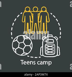 Teens camp Chalk Konzept Symbol. Sommer youngster Club, Gemeinschaft. Teenager Holiday Resort. Sport nach der Schule Standort Idee. Meisterschaft, Wettbewerb Stock Vektor