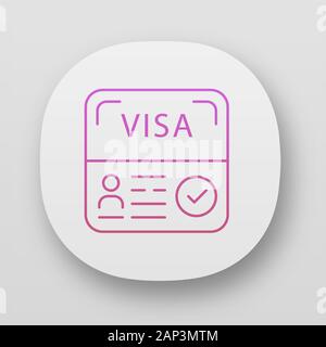 Starten Sie visa Symbol der App. Befristete Aufenthaltserlaubnis. Reisedokument. Die Einwanderung. Ausländische Unternehmer Visa. UI/UX-Benutzeroberfläche. Web oder mobile Appl Stock Vektor