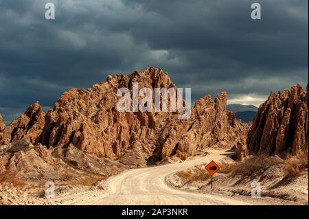 Die Quebrada de Las Flechas auf der Ruta 40, Angastaco, Argentinien Stockfoto