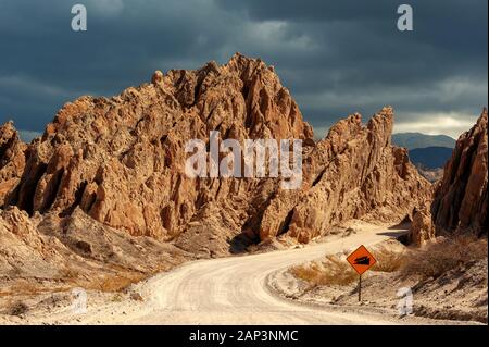 Die Quebrada de Las Flechas auf der Ruta 40, Angastaco, Argentinien Stockfoto