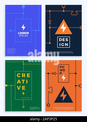 Strom decken. Abstrakte technik Platine, Spannung Regelung Vector Hintergrund Abbildung. Poster mit abstrakten Linie formen. Banner und Stock Vektor