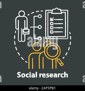 Sozialforschung chalk Konzept Symbol. Soziologie Idee. Soziologische quantitative Analyse. Soziale Rundfrage, Befragung. Kandidat Sourcing. Vektor isoliert Kreide Stock Vektor