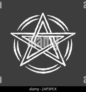 Pentagramm chalk Symbol. Okkulten ritual Pentakel. Teufel Stern. Satanische Sekte, Wicca & heidnische Symbol. Hexerei, esoterischen und teuflische unterzeichnen. Mystic heptagra Stock Vektor