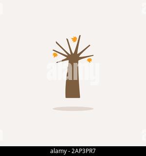 Herbst Baum. Symbol mit Schatten auf einem beigen Hintergrund. Saison flachbild Vector Illustration Stock Vektor