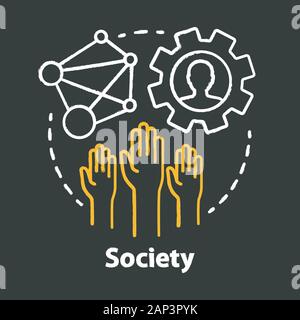 Gesellschaft chalk Konzept Symbol. Gemeinschaft, soziale Integration und Beziehungen Idee. Soziale Verantwortung, Solidarität und Toleranz. Vektor isoliert chalkbo Stock Vektor