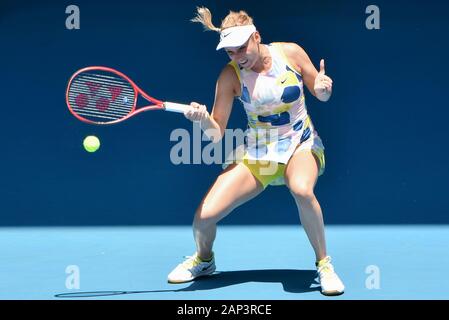 Melbourne, Australien. 21 Jan, 2020. 19 samen Donna Vekic (CRO) in Aktion gegen Maria SHARAPOVA (RUS) auf die Rod Laver Arena in einem Frauen Singles 1. Runde am 2. Tag bei den Australian Open 2020 in Melbourne, Australien. Sydney Low/Cal Sport Media. VEKIC gewonnen 63 64. Credit: Csm/Alamy leben Nachrichten Stockfoto