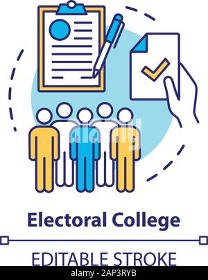 Wahlen Konzept Symbol. Electoral College Idee dünne Linie Abbildung. Abstimmung, Wahl von der politischen Kandidaten, Parteien. Wähler. Vektor isolieren Stock Vektor