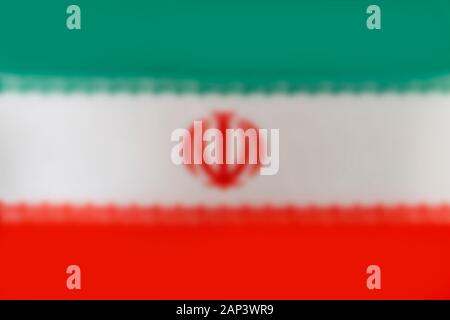 Iran-Flagge verschwischt. Textur oder Hintergrund. Kopierbereich Stockfoto