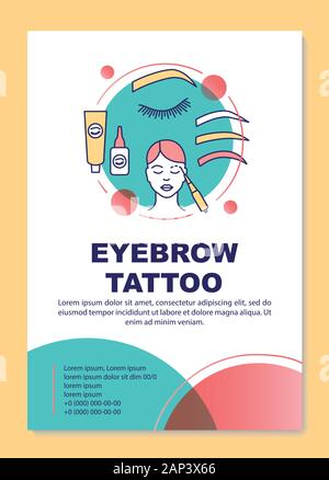 Augenbraue tattoo Poster Vorlage, Layout. Tönung Produkte, Permanent Make-up. Banner, Broschüre, Faltblatt print Design mit linearen Symbolen. Vektor Broschüre pa Stock Vektor