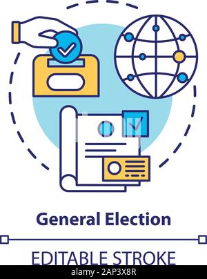 Wahlen Konzept Symbol. Allgemeine Wahl Idee dünne Linie Abbildung. Abstimmung, Wahl von politischen Kandidaten. Referendum, Public Choice, Entscheidung. Stock Vektor