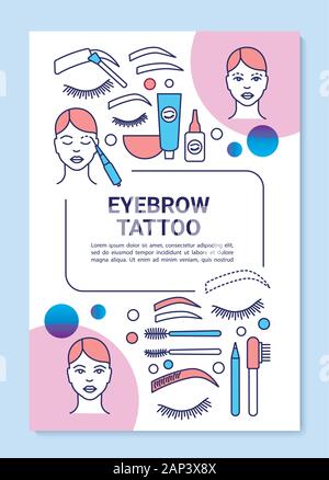 Augenbraue tattoo Poster Vorlage, Layout. Augenbrauen färben und färben Kosmetik. Banner, Broschüre, Faltblatt print Design mit linearen Symbolen. Vektor Broschüre Stock Vektor
