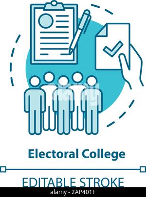 Wahlen Konzept Symbol. Electoral College Idee dünne Linie Abbildung. Abstimmung, Wahl von der politischen Kandidaten, Parteien. Wähler. Vektor isolieren Stock Vektor