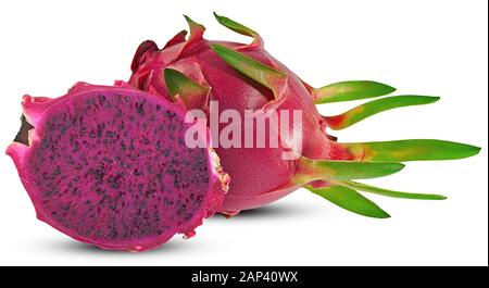 Drachenfrucht Pitaya oder Obst auf weißem Hintergrund Stockfoto