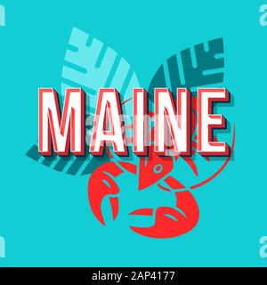 Maine vintage 3d Vektor Schriftzug. Retro bold Font, Schrift. Pop Art stilisierten Text. Old School Style Buchstaben. 90 s, 80 s Poster, Banner, T-shirt Hrsg. Stock Vektor