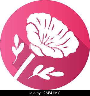 Kalifornischer Mohn rosa flache Bauweise lange Schatten glyph Icon. Papaver rhoeas. Mais stieg blühenden Wildblumen. Krautigen Pflanzen. Feld common Poppy. Sommer Stock Vektor