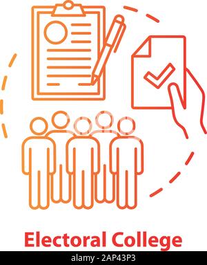 Wahlen Konzept Symbol. Electoral College Idee dünne Linie Abbildung. Abstimmung, Wahl von der politischen Kandidaten, Parteien. Wähler. Vektor isolieren Stock Vektor