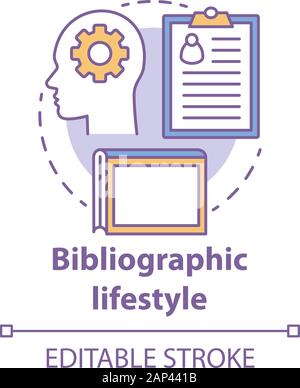 Bibliographische Lifestyle-konzept Symbol. Informationen professionelle Idee dünne Linie Abbildung. Sammeln und Organisieren, Aufzeichnungen und Archive. Vektor iso Stock Vektor