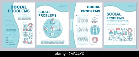 Soziale Probleme Broschüre Vorlage, Layout. Antisoziales Verhalten, Konflikte. Flyer, Broschüre, Prospekt print Design mit linearen Abbildungen. Vektor Seite Stock Vektor