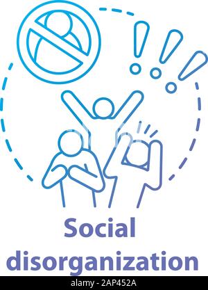 Sozialen Desorganisation Konzept Symbol. Verhaltensprobleme dünne Linie Abbildung. Verbrechen gegen die Menschlichkeit, Diskriminierung. Soziale Konflikte und Mobbing. Stock Vektor