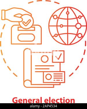 Wahlen Konzept Symbol. Allgemeine Wahl Idee dünne Linie Abbildung. Abstimmung, Wahl von der politischen Kandidaten, Parteien. Referendum, Public Choice, Stock Vektor