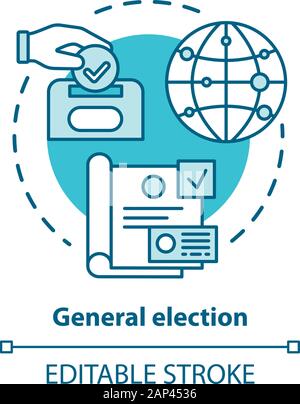 Wahlen Konzept Symbol. Allgemeine Wahl Idee dünne Linie Abbildung. Abstimmung, Wahl von der politischen Kandidaten, Parteien. Referendum, Public Choice, Stock Vektor