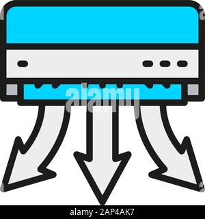 Klimaanlage, Smart-Klimaautomatik, Symbol mit flacher Farblinie. Stock Vektor