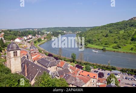 Blick vom Schloss Sierck-les-Bains Stockfoto