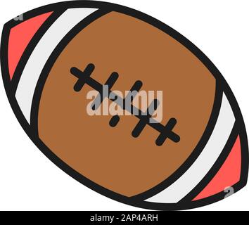 American Football Ball flache Farbe Linie Symbol. Isoliert auf weißem Hintergrund Stock Vektor