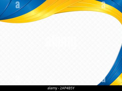 Abstrakter Hintergrund mit Wellenformen mit den blauen, gelben Farben der Flagge der Ukraine, die als Diplom oder Zertifikat verwendet werden soll Stock Vektor