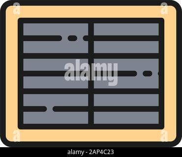 Belüftungsgitter, Netzteil, Belüftungssystem, Symbol für flache Farblinie. Stock Vektor