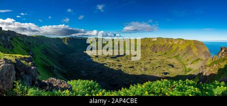 Gigapan Panorama des Vulkankraters Rano Kau Stockfoto