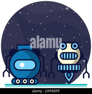 Paar Roboter Technologie Symbole Stock Vektor