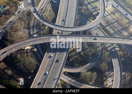 Luftaufnahme von Spaghetti Junction oder Gravelly Hill Interchange, Birmingham, Großbritannien Stockfoto