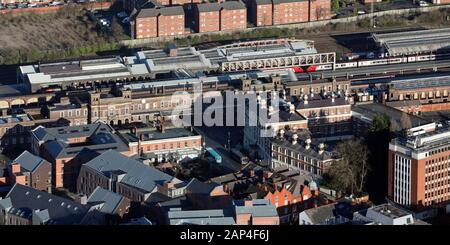 Luftbild zum Bahnhof Chester Stockfoto