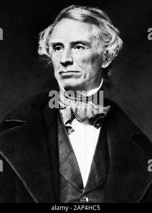 Vintage-Porträt des amerikanischen Malers und Erfinders Samuel F B Morse (170-1872) - ein Pionier in der Entwicklung des elektrischen Telegrafen und Mitschöpfers von Morse Code. Foto von Mathew B Brady um das Jahr 1855. Stockfoto