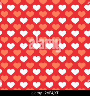Nahtlose Muster mit pinkfarbenen und weißen Herzen, Punktmuster. Nahtloser Hintergrund mit Herzen. Valentinstag. Geschenkverpackung, Druck, Tuch, süßer Hintergrund für Stockfoto