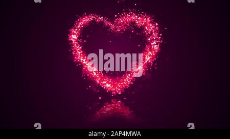 Valentines Tag festlich und Luxus Herz 3D-Abbildung mit hellen Partikel Stockfoto