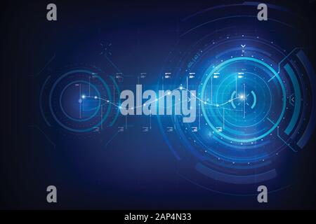 Zusammenfassung Hintergrund für Cyber-Technologie futuristisches Konzept auf dem dunkelblauen Hintergrund Vector Illustration Stock Vektor