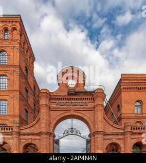 Manfaktura ist massive Shopping- und Entertainment Center Mit der ehemaligen Fabrik von Israel Poznański Factory in Lodz, Polen. Stockfoto