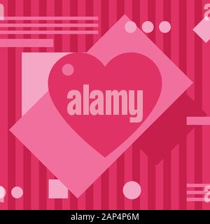 Geometrische Kunst mit leeren Herzen Form für Text, Vorlage für Grußkarten zum Valentinstag, rosa Farben, Kopie Raum Stock Vektor