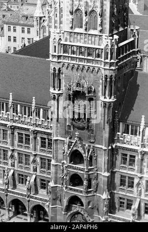 Blick auf das Neue Rathaus, 1957. Blick auf das Neue Rathaus, 1957. Stockfoto