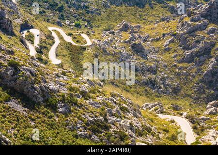 Eine spektakuläre Strecke durch die Serra de Tramuntana auf Mallorca. Spanien Stockfoto