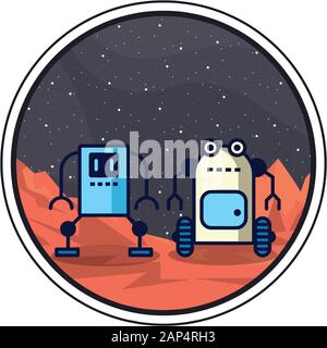 Paar Roboter Technologie Symbole Stock Vektor