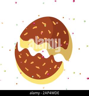 Cute cartoon Schokolade Keks, Plätzchen auf weißem Hintergrund mit Streuseln. Schokolade Cookies, cartoon Vector Illustration. Keks Schokolade mit Stock Vektor