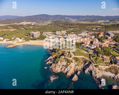 Ein Bild über die Küste der Costa Brava, kleines Dorf La Fosca von Stockfoto