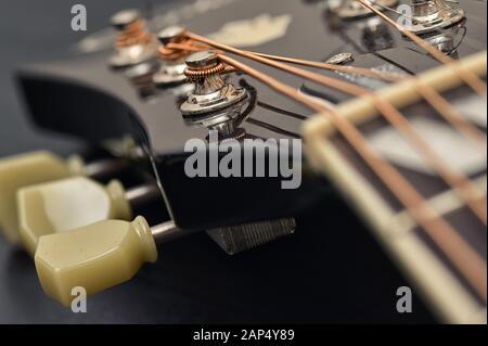 Closeup Klassische Gitarre Saiten details Stockfoto